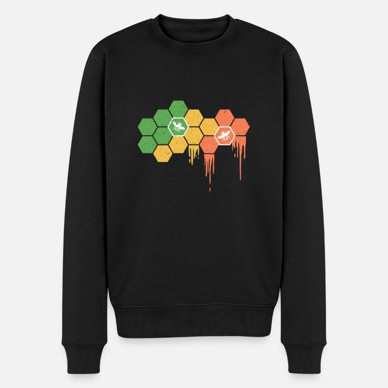 Bienen Waben Honig grunge - Männer Premium Bio Pullover - Schwarz