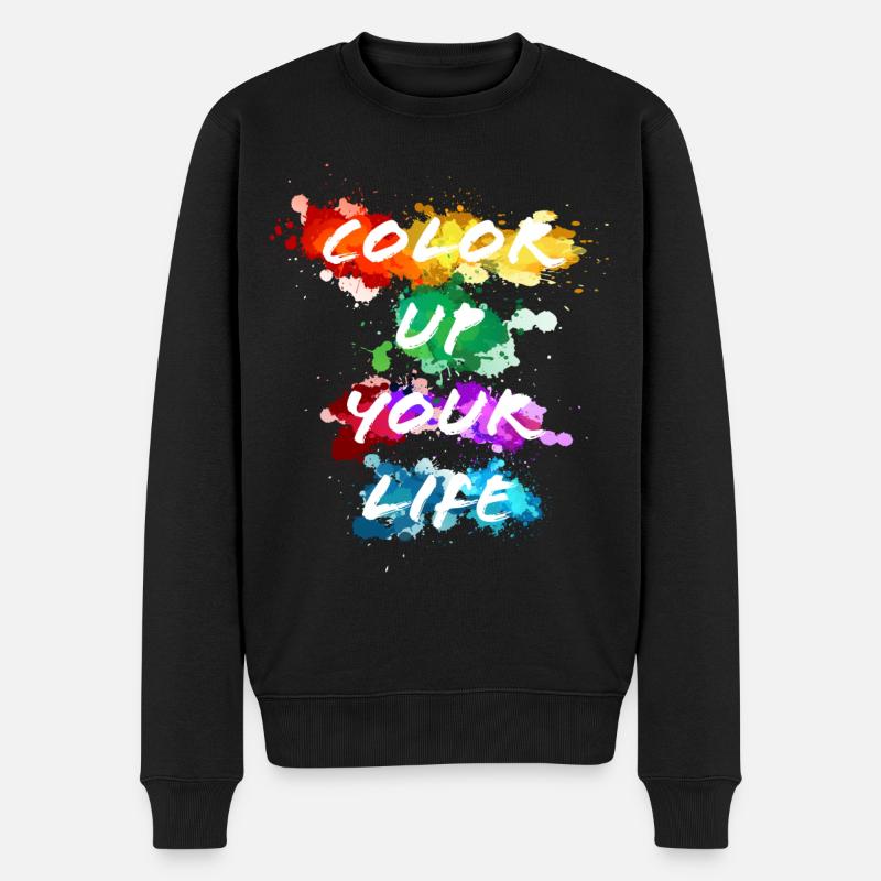 Color Up Your Life - Motto - Männer Premium Bio Pullover - Schwarz