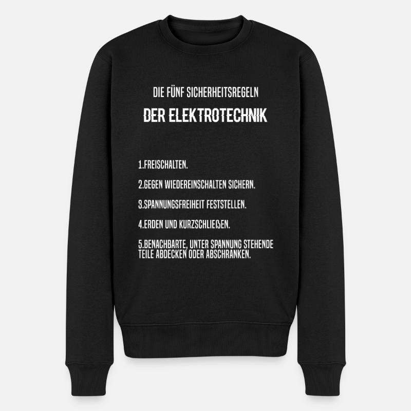 die fünf Sicherheitsregeln der Elektrotechnik - Männer Premium Bio Pullover - Schwarz