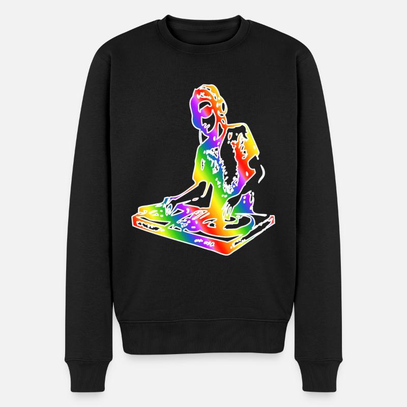 Disc Jockey - Männer Premium Bio Pullover - Schwarz