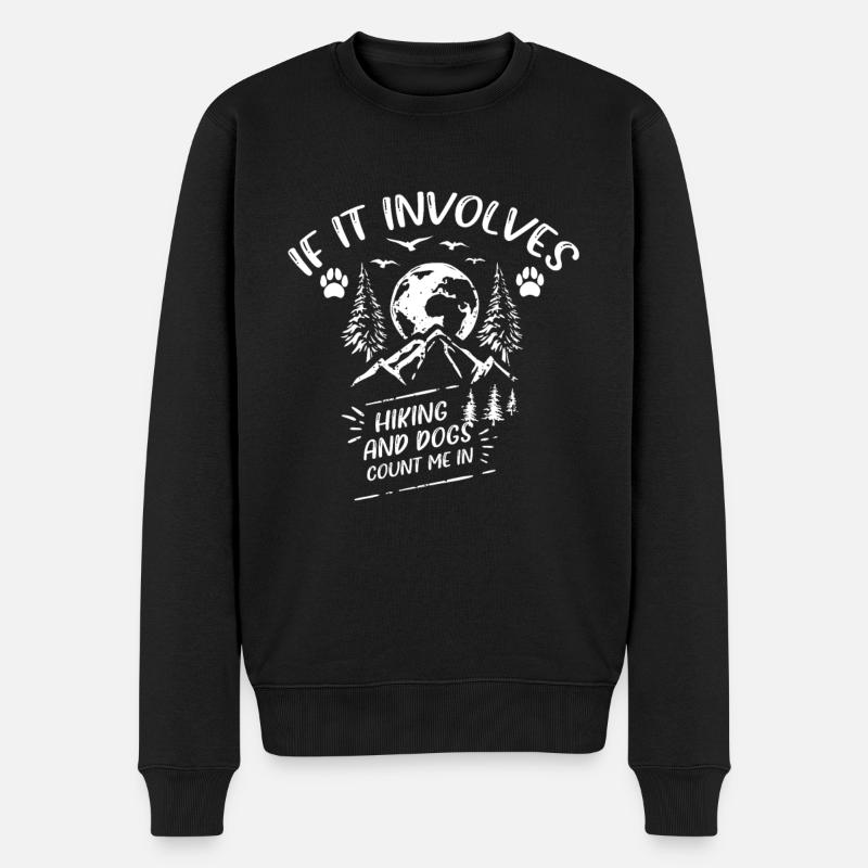 Wandern T-Shirt Hunde Geschenk Berge - Männer Premium Bio Pullover - Schwarz