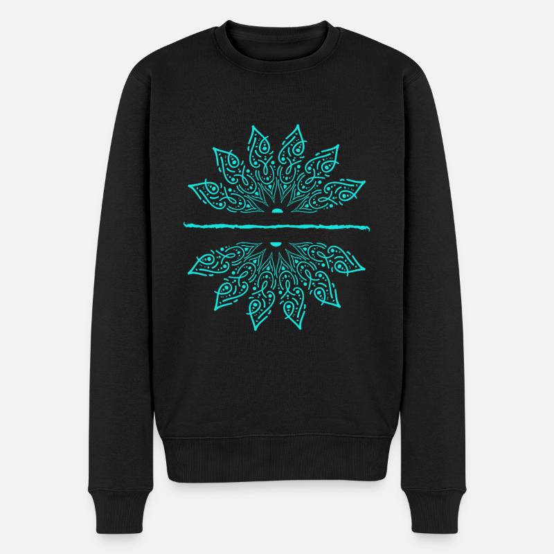 Lotus Blume Unalome Yoga Meditation - Männer Premium Bio Pullover - Schwarz