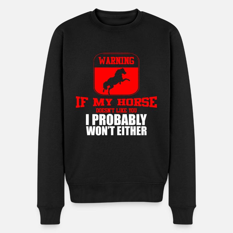 Pferd funny Spruch - Männer Premium Bio Pullover - Schwarz