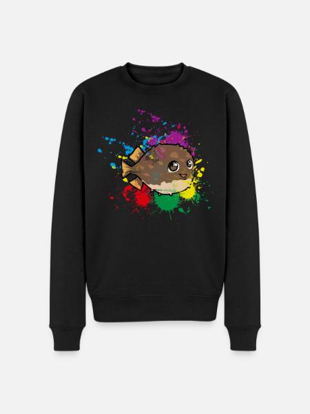 Farbiger Kugelfisch - Männer Premium Bio Pullover - Schwarz