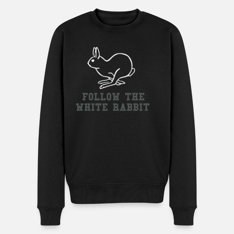 Follow the white Rabbit - Männer Premium Bio Pullover - Schwarz