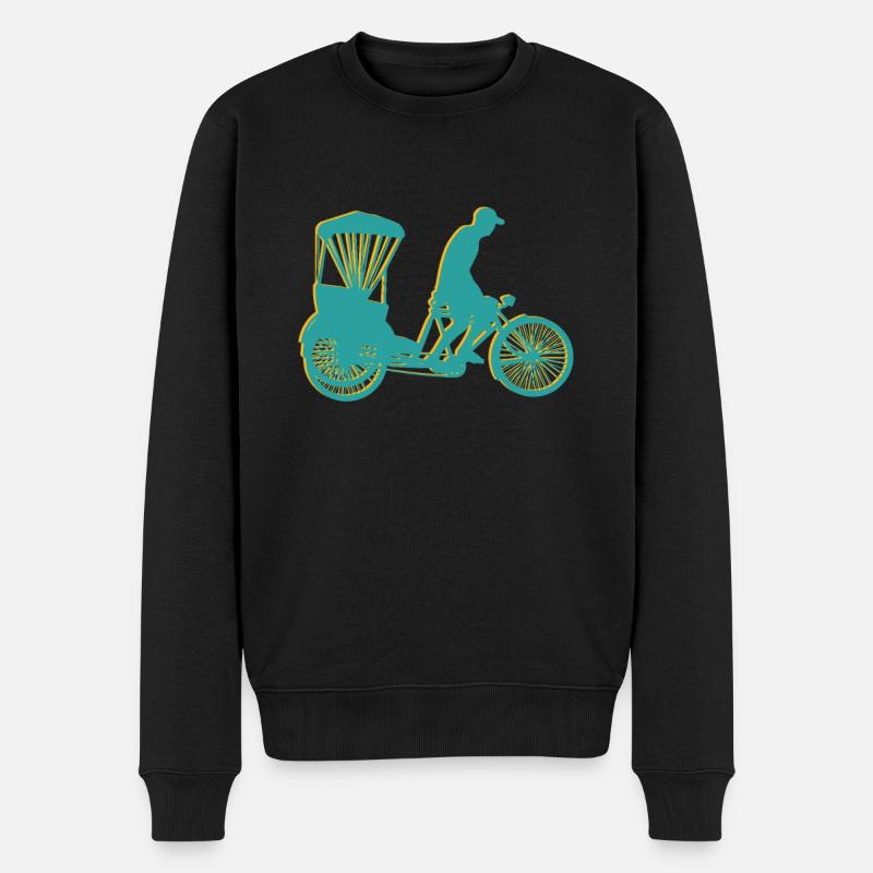 riquexo, rikshaw, rikscha - Männer Premium Bio Pullover - Schwarz