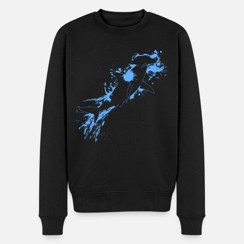Blaues Hammerhai Fisch - Männer Premium Bio Pullover - Schwarz