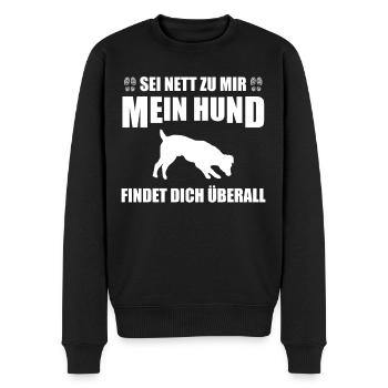 Mantrailing Personenspürhund Fährtenhund - Männer Premium Bio Pullover - Schwarz - Vorne - Nico (187cm)