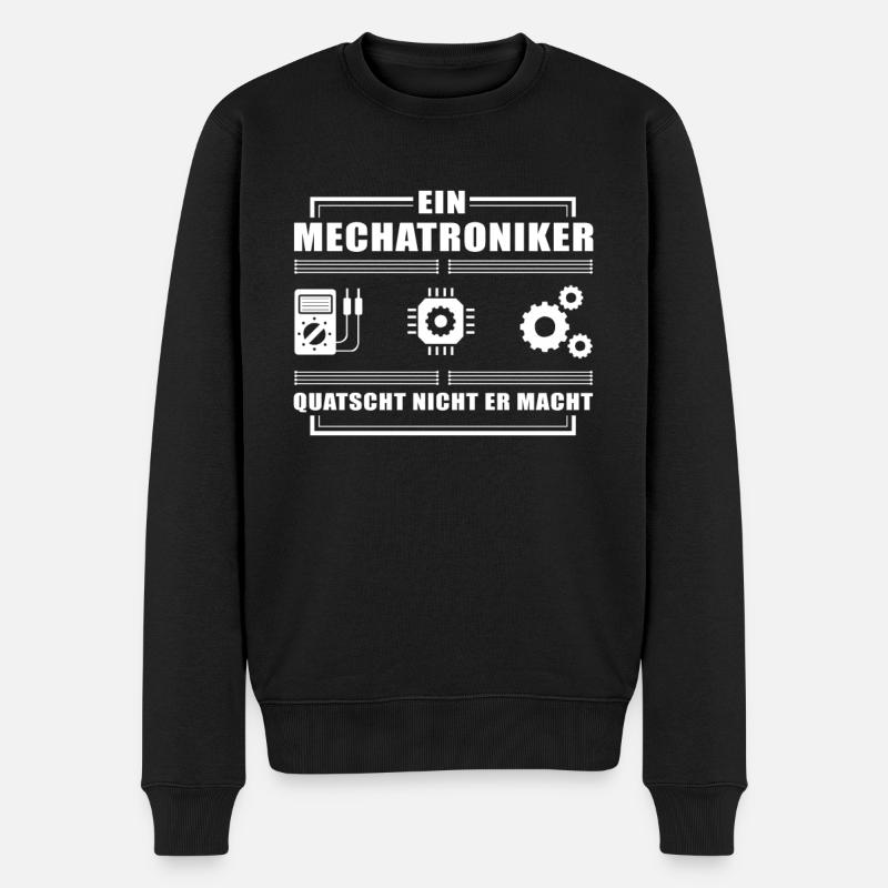 Ein Mechatroniker quatscht nicht Arbeit - Männer Premium Bio Pullover - Schwarz