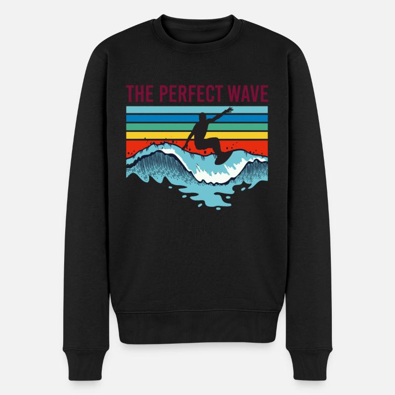 Surfen Surfer the perfect wave Geschenk - Männer Premium Bio Pullover - Schwarz