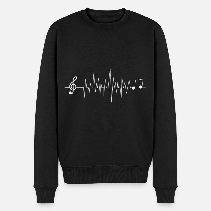 Musik Musiknoten Herzschlag - Männer Premium Bio Pullover - Schwarz