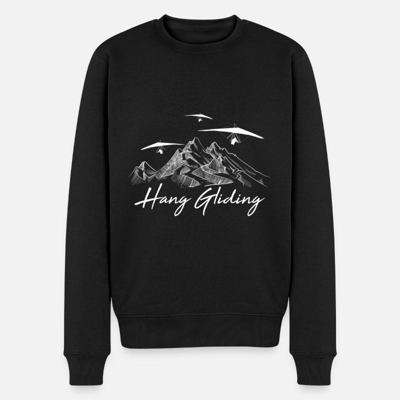 Hang Gliding fliegen über Berge Geschenk Gleiter - Männer Premium Bio Pullover - Schwarz