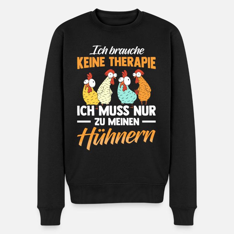 Huhn Hühner Bauer - Männer Premium Bio Pullover - Schwarz