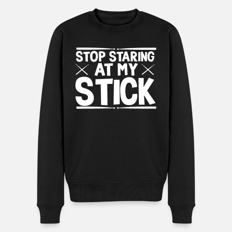 Starr nicht auf meinen Drumstick Drummer - Männer Premium Bio Pullover - Schwarz