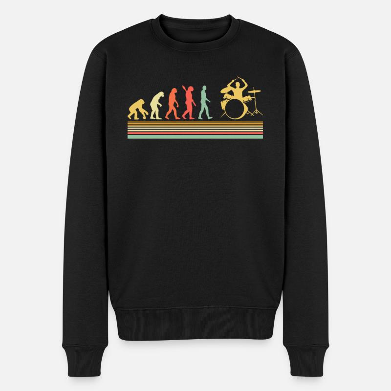 Drummer Evolution Schlagzeug Drumstick - Männer Premium Bio Pullover - Schwarz