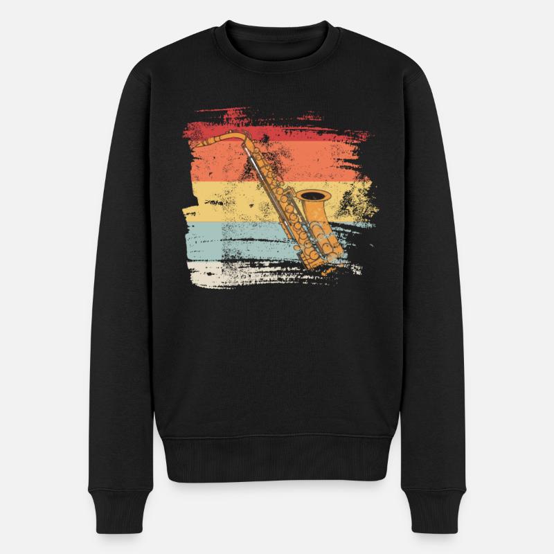 Rétro saxophone - Pull Premium bio Homme - noir