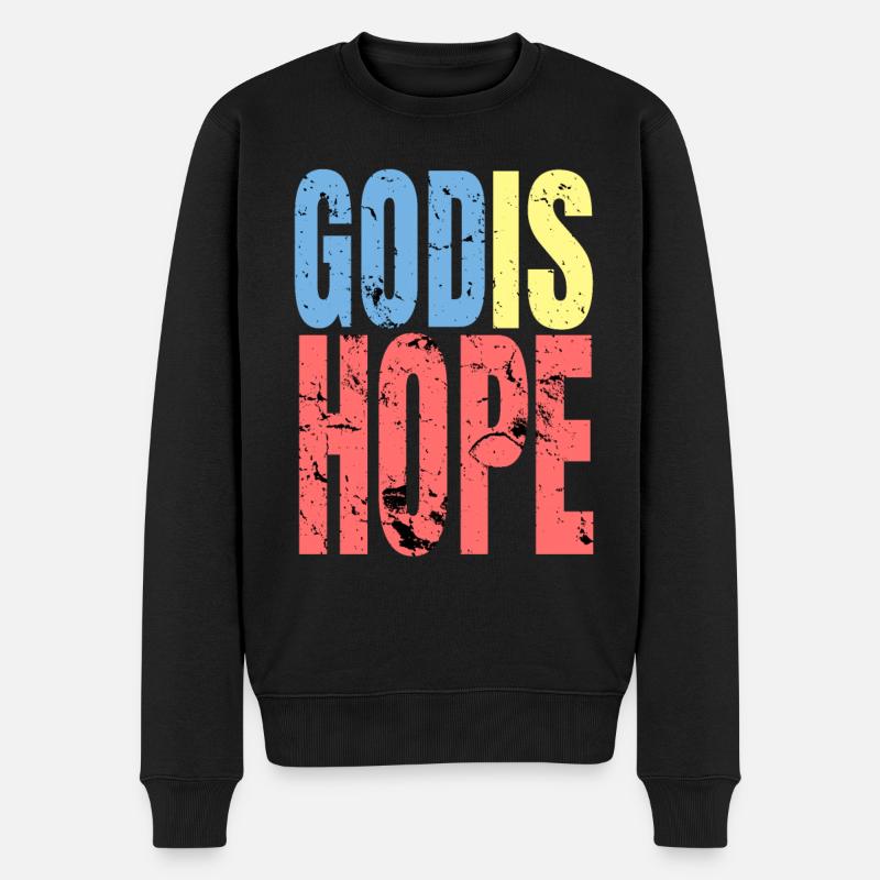 God Hope - Pull Premium bio Homme - noir
