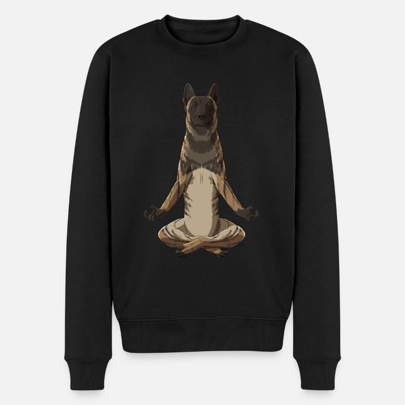 Meditierender Holländischer Schäferhund Hund - Männer Premium Bio Pullover - Schwarz