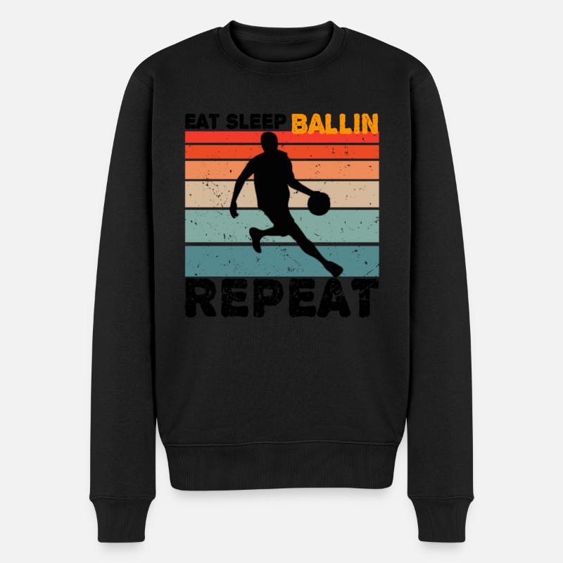 Idée cadeau ballon de basket- basket- - Pull Premium bio Homme - noir