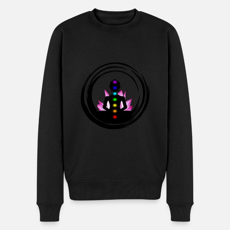 Lotuschakra - Männer Premium Bio Pullover - Schwarz