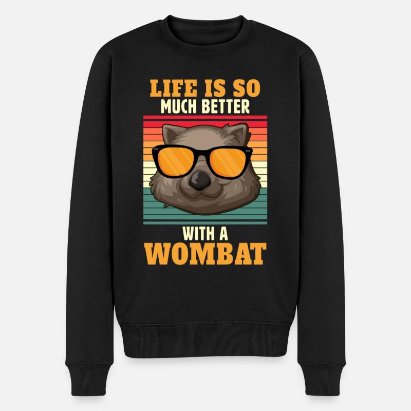 Wombat Australien Tier Wombats - Männer Premium Bio Pullover - Schwarz