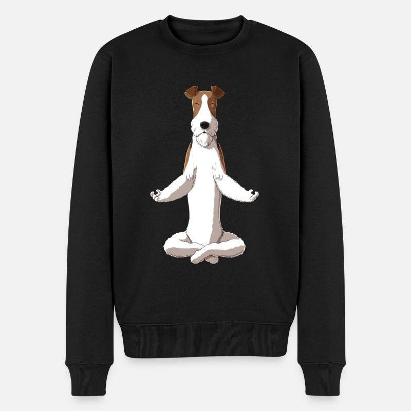 Cheveux méditants Foxterrier Chien - Pull Premium bio Homme - noir