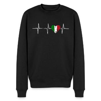 Heartbeat EKG Herzschlag Italien Flagge Geschenk - Männer Premium Bio Pullover - Schwarz - Vorne - Nico (187cm)