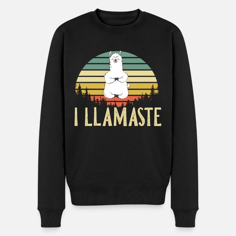 LLamaste Yoga Lama Alpaka - Männer Premium Bio Pullover - Schwarz