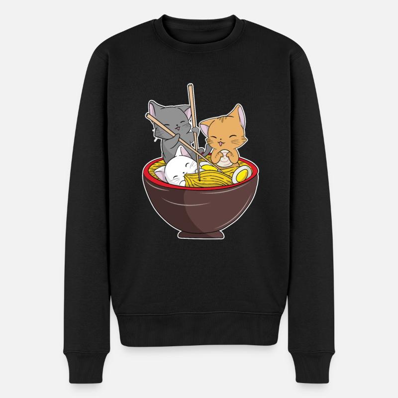 Ramen Katzen Anime Outfit Geschenkidee - Männer Premium Bio Pullover - Schwarz