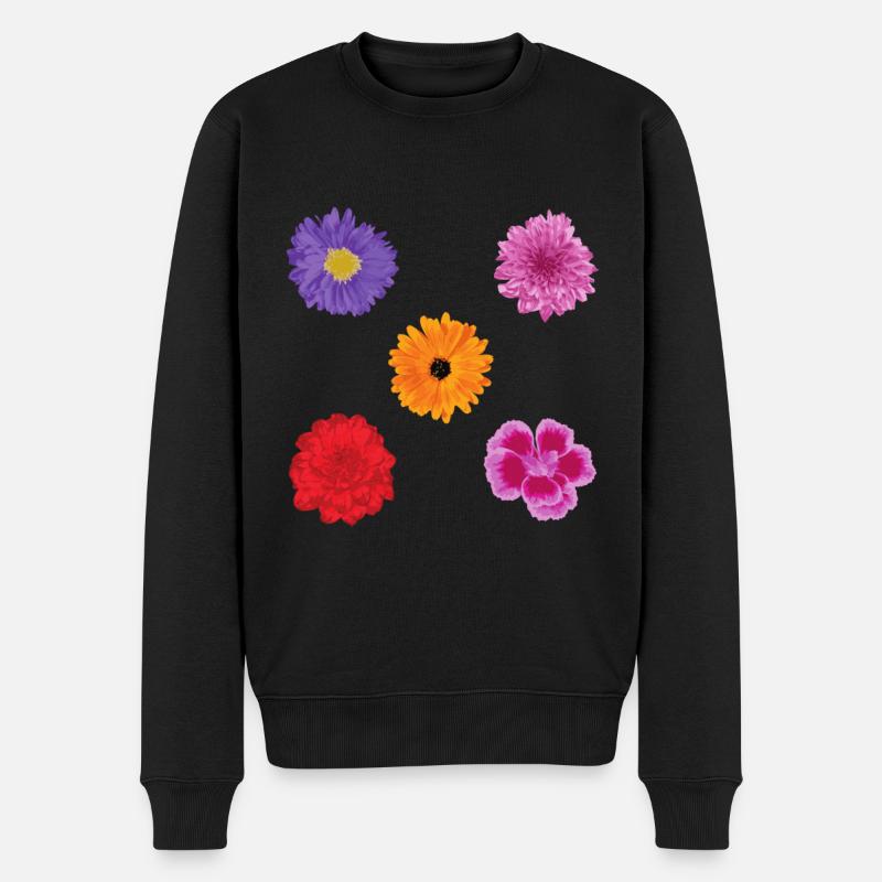 Blumen Motiv Set - Männer Premium Bio Pullover - Schwarz
