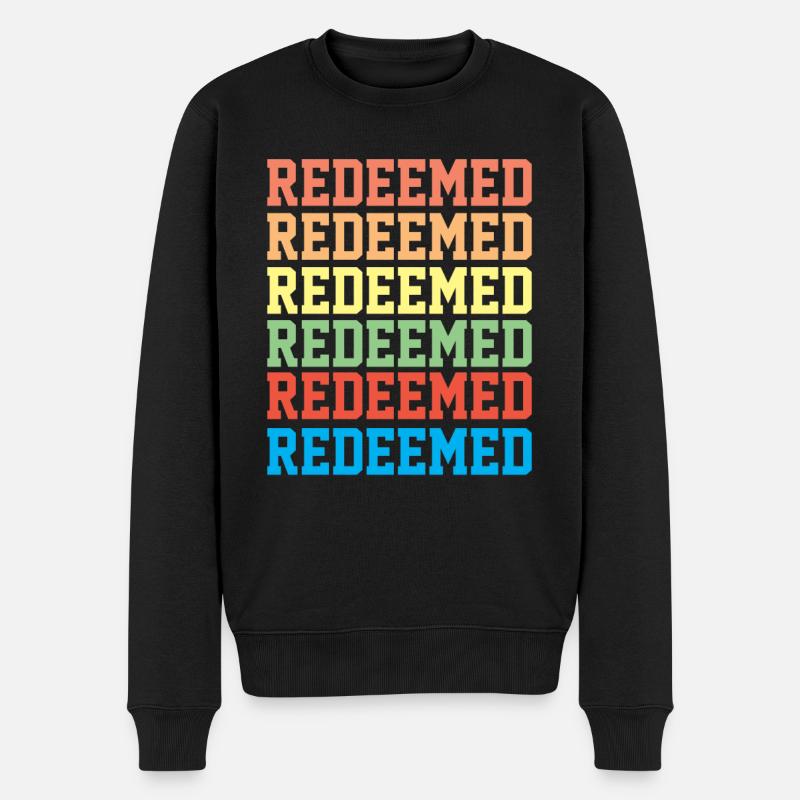 Eingelöst - christliche Zitate - Männer Premium Bio Pullover - Schwarz