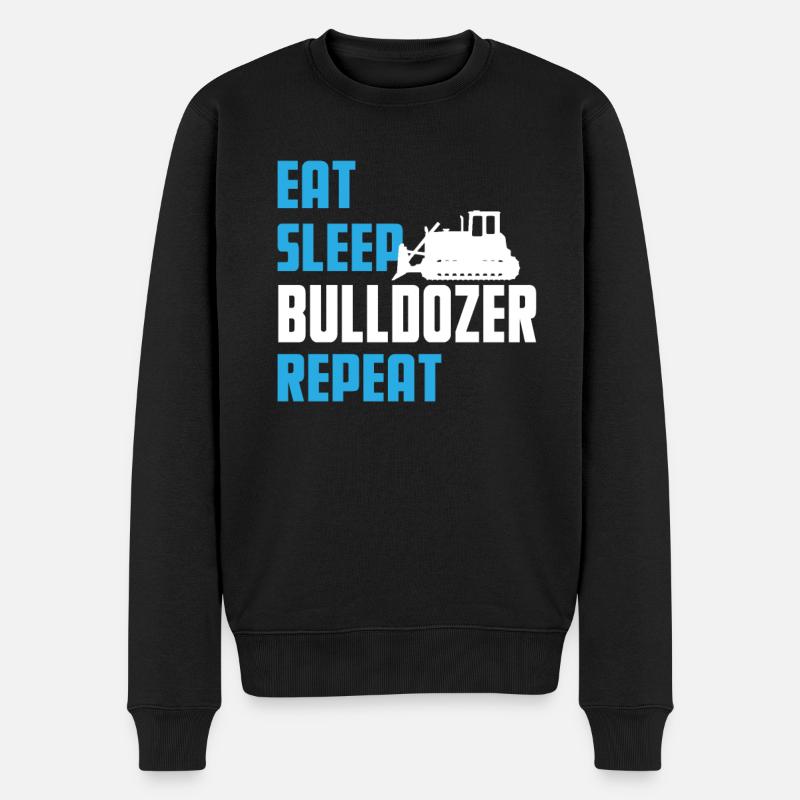 Eat. Sleep. Bulldozer. Repeat. - Männer Premium Bio Pullover - Schwarz