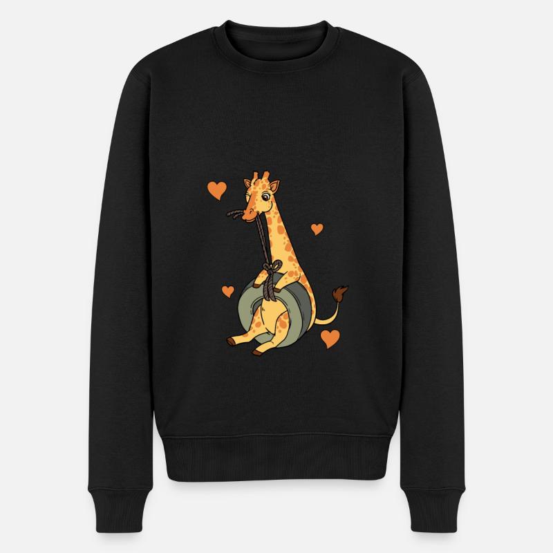 Süße Giraffe - Schaukelnde Giraffe Herz - Männer Premium Bio Pullover - Schwarz