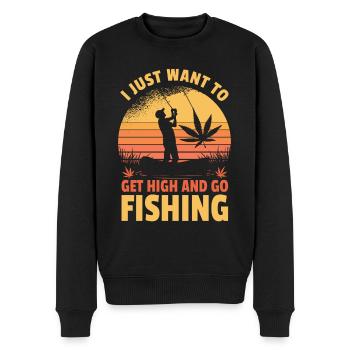 I Just Want To Get High And Go Fishing Gift Idea - Männer Premium Bio Pullover - Schwarz - Vorne - Nico (187cm)