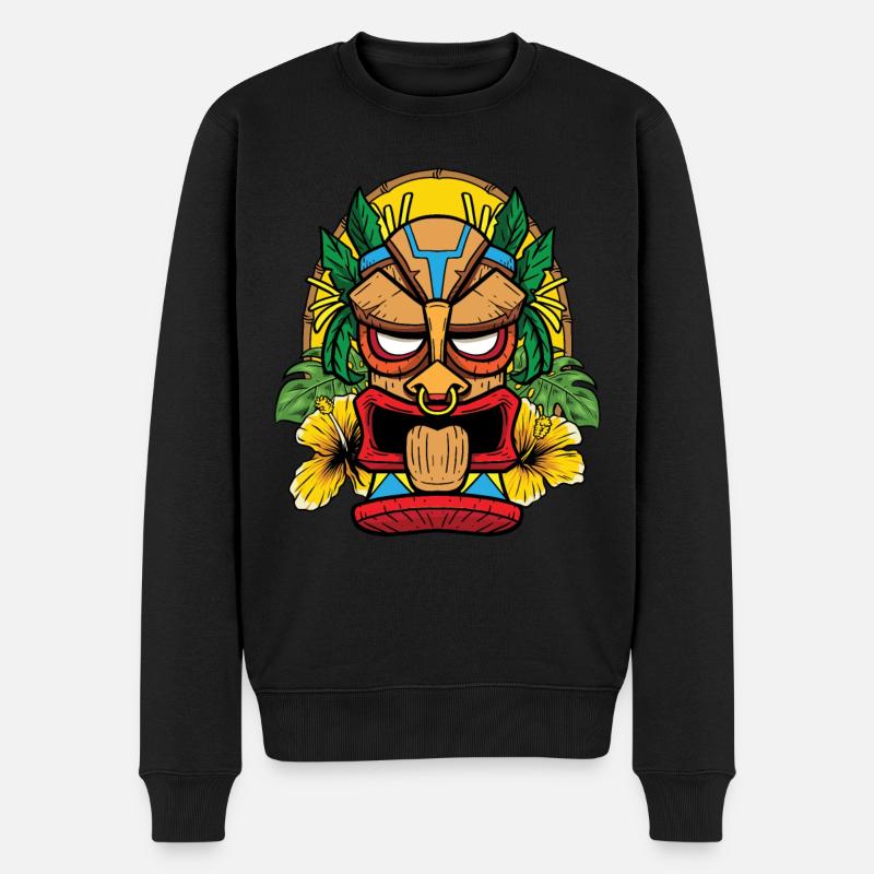 Hawaiian Tiki - Hawaii - Männer Premium Bio Pullover - Schwarz