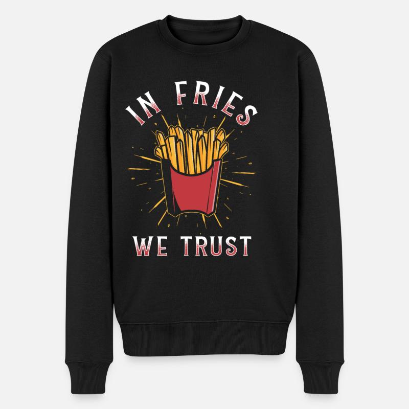 In Fries we trust - Männer Premium Bio Pullover - Schwarz