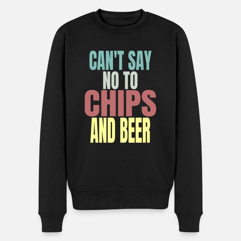 Chips und Bier - Männer Premium Bio Pullover - Schwarz
