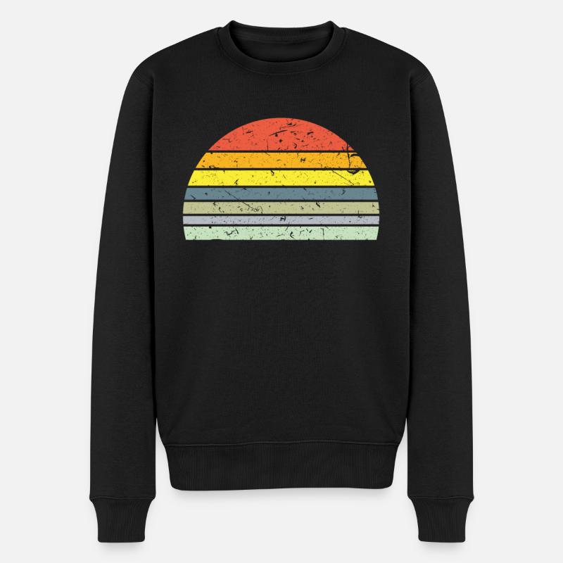 Rétro demi-cercle coucher de soleil - Pull Premium bio Homme - noir
