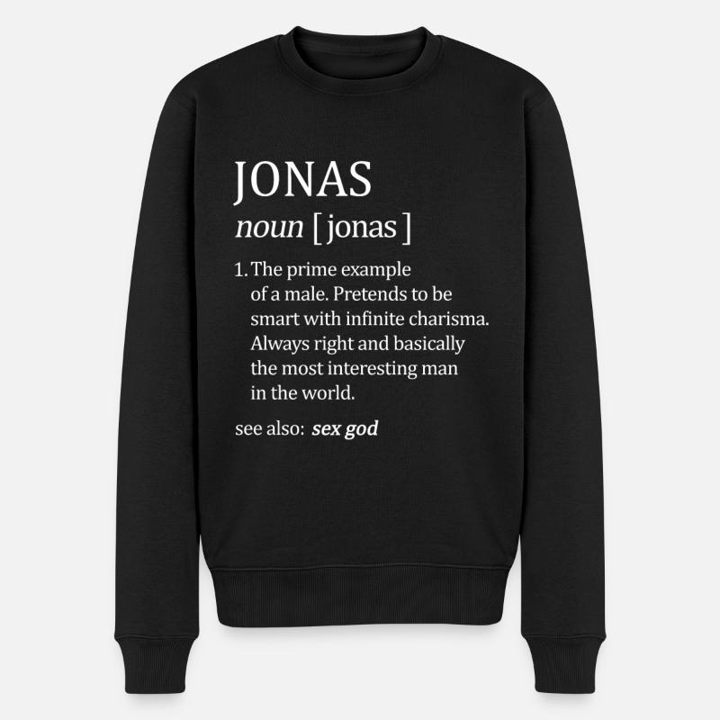Jonas Definition Vorname - Männer Premium Bio Pullover - Schwarz