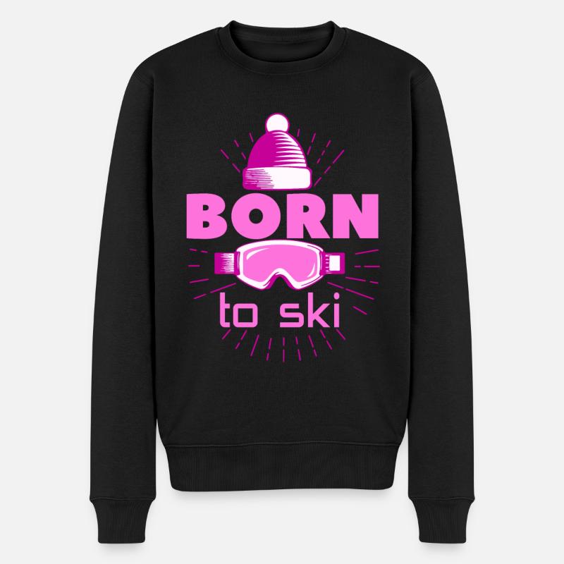 Born To Ski Winter Mütze & Skibrille - Männer Premium Bio Pullover - Schwarz