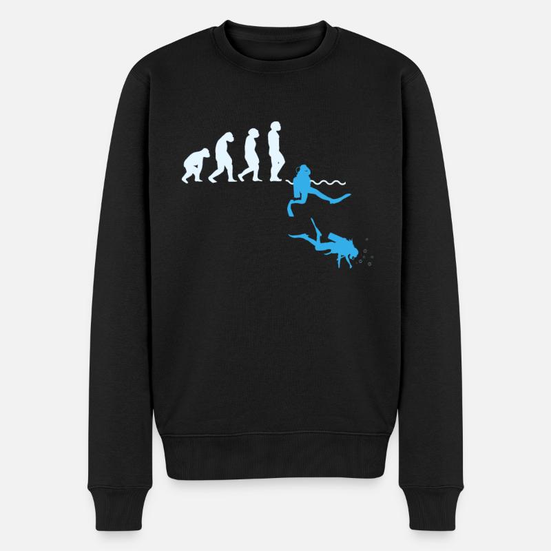 Taucher Evolution Shirt Geschenk Tauchen - Männer Premium Bio Pullover - Schwarz