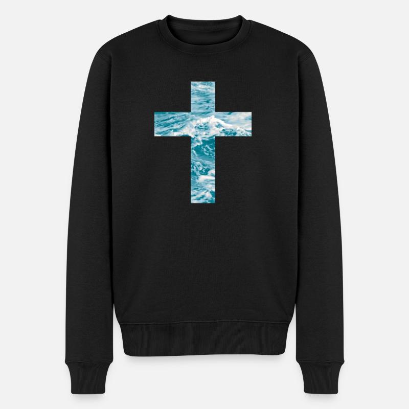 Croix chrétienne d’eau vive - Pull Premium bio Homme - noir