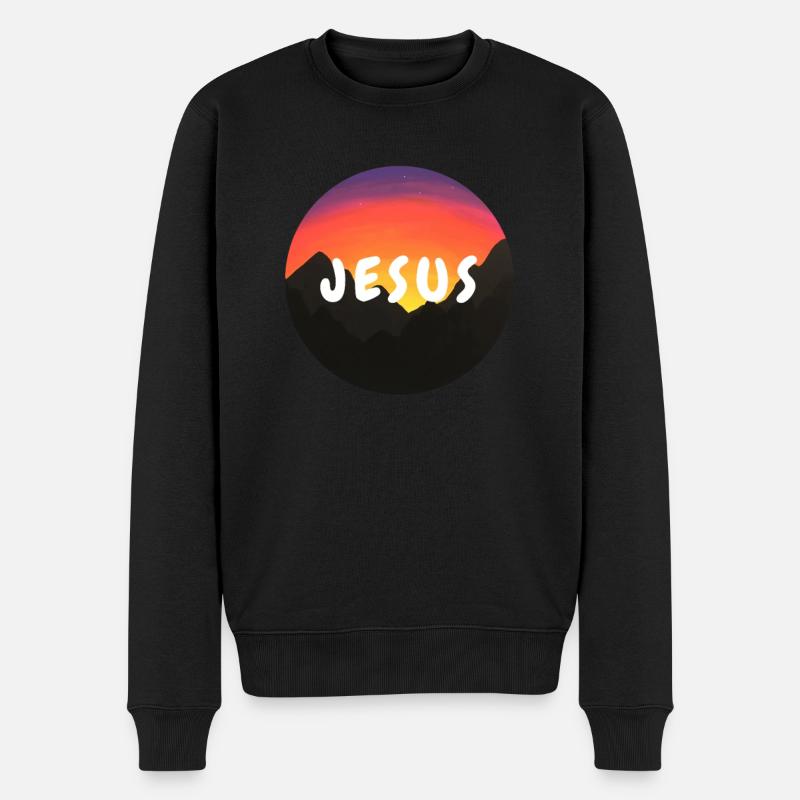 Jesus - Christ - Männer Premium Bio Pullover - Schwarz