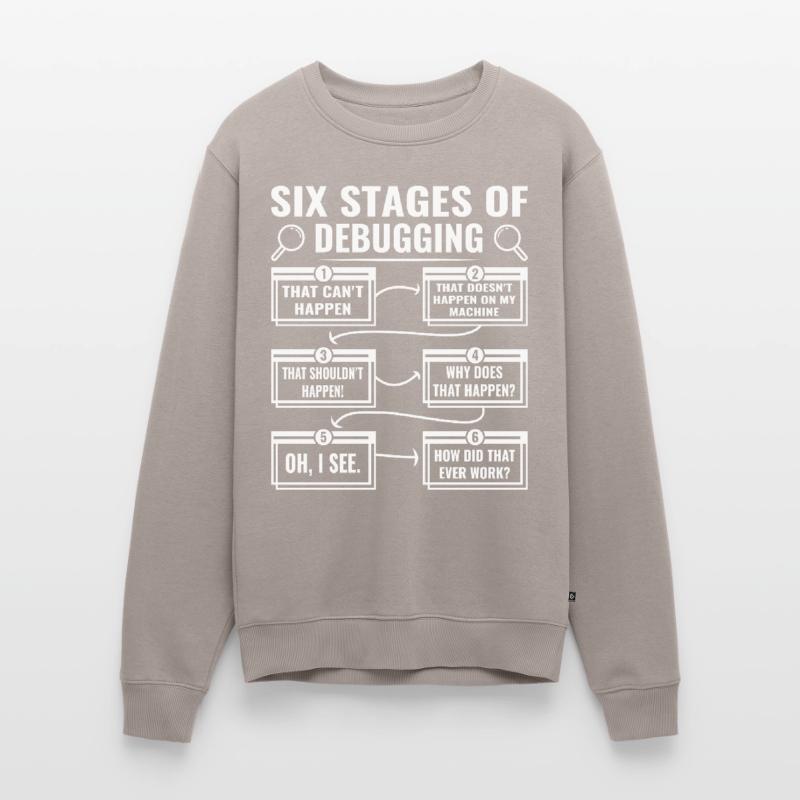 Debugging Nerd 6 Stages of Debug Mode Männer Premium Bio Pullover
