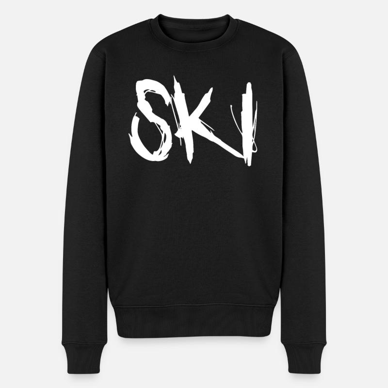 Ski Skifahrer Skier - Männer Premium Bio Pullover - Schwarz