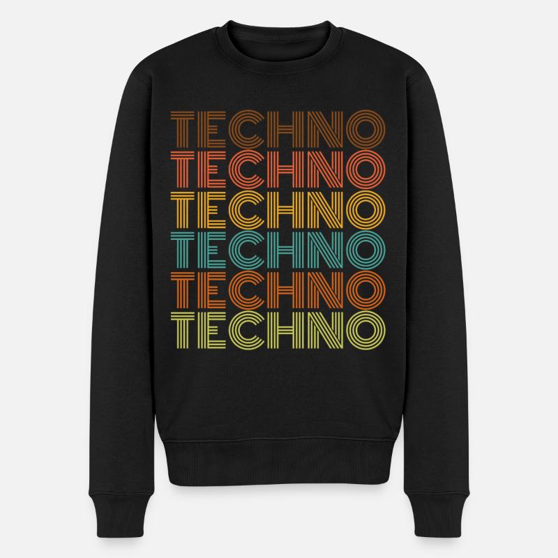 techno - Männer Premium Bio Pullover - Schwarz
