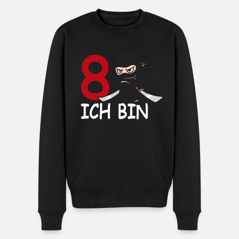 Kinder 8. Geburtstag Jungen Ninja 8 Jahre Geschenk - Männer Premium Bio Pullover - Schwarz