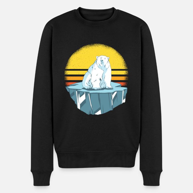 Eisbär auf Eisberg Eisbären Geschenkidee - Männer Premium Bio Pullover - Schwarz