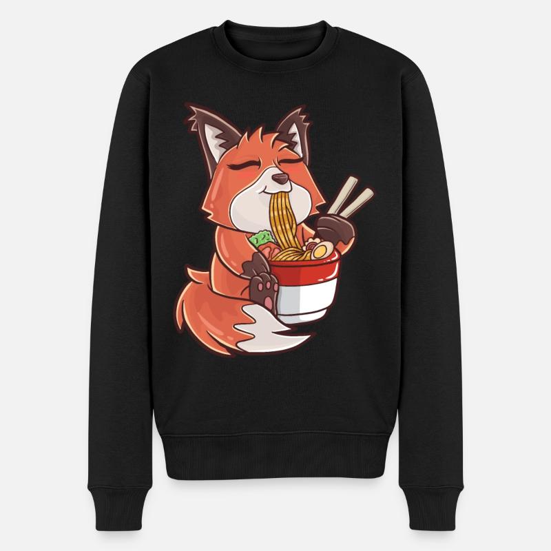 Renard ramen kawaii - Pull Premium bio Homme - noir