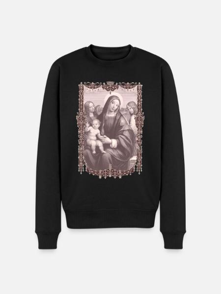 Hl.-Maria mit Jesuskind - Männer Premium Bio Pullover - Schwarz